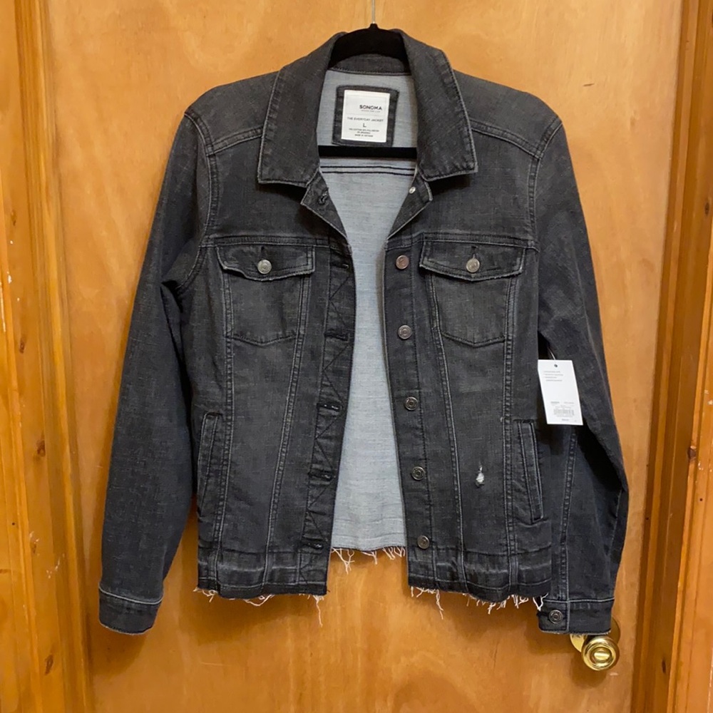 NWT Faded Black Denim Jacket sz L